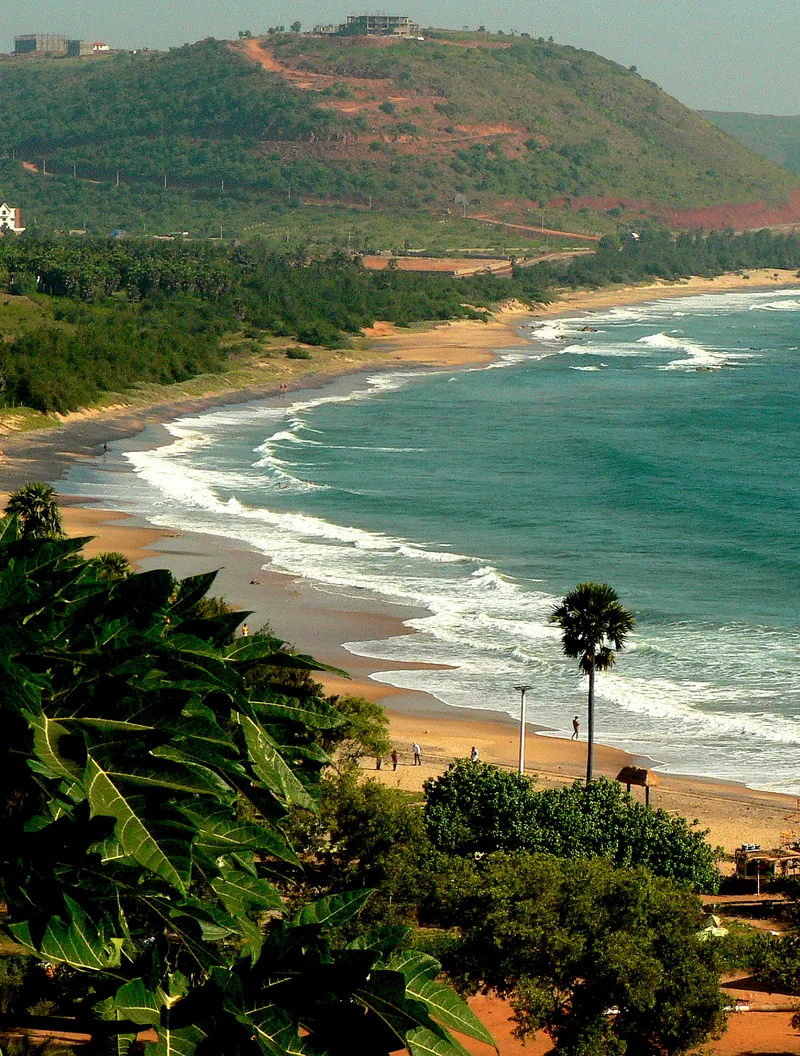 The shoreline at Rushikonda Beach in Visakhapatnam